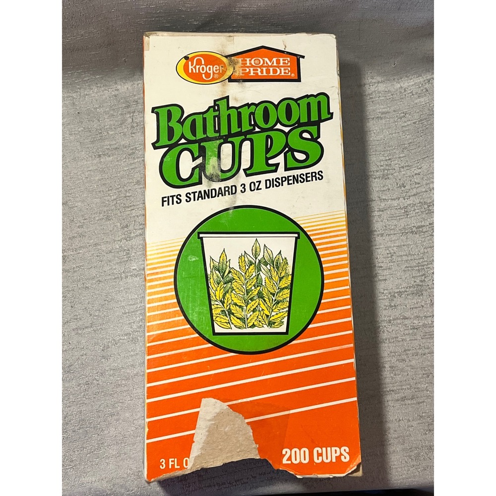Vintage Kroger Home Pride Bathroom Cups 3 oz Disposable Paper 200 Count Box READ